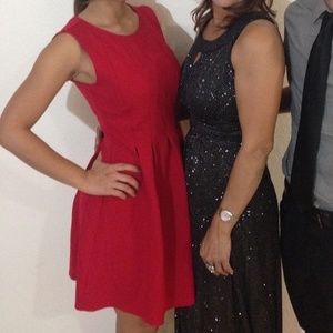 Red dress party formal holiday tank knee length